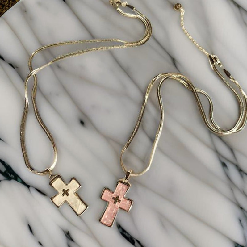 Shell Cross Pendant Necklace