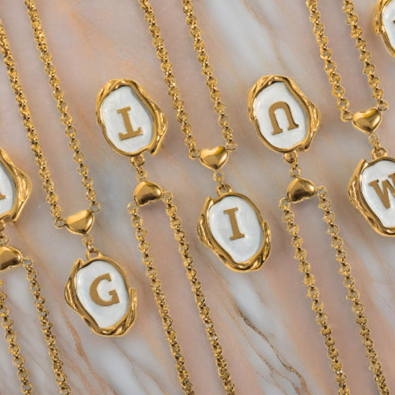 Vintage Gold Initial Pendant Necklace