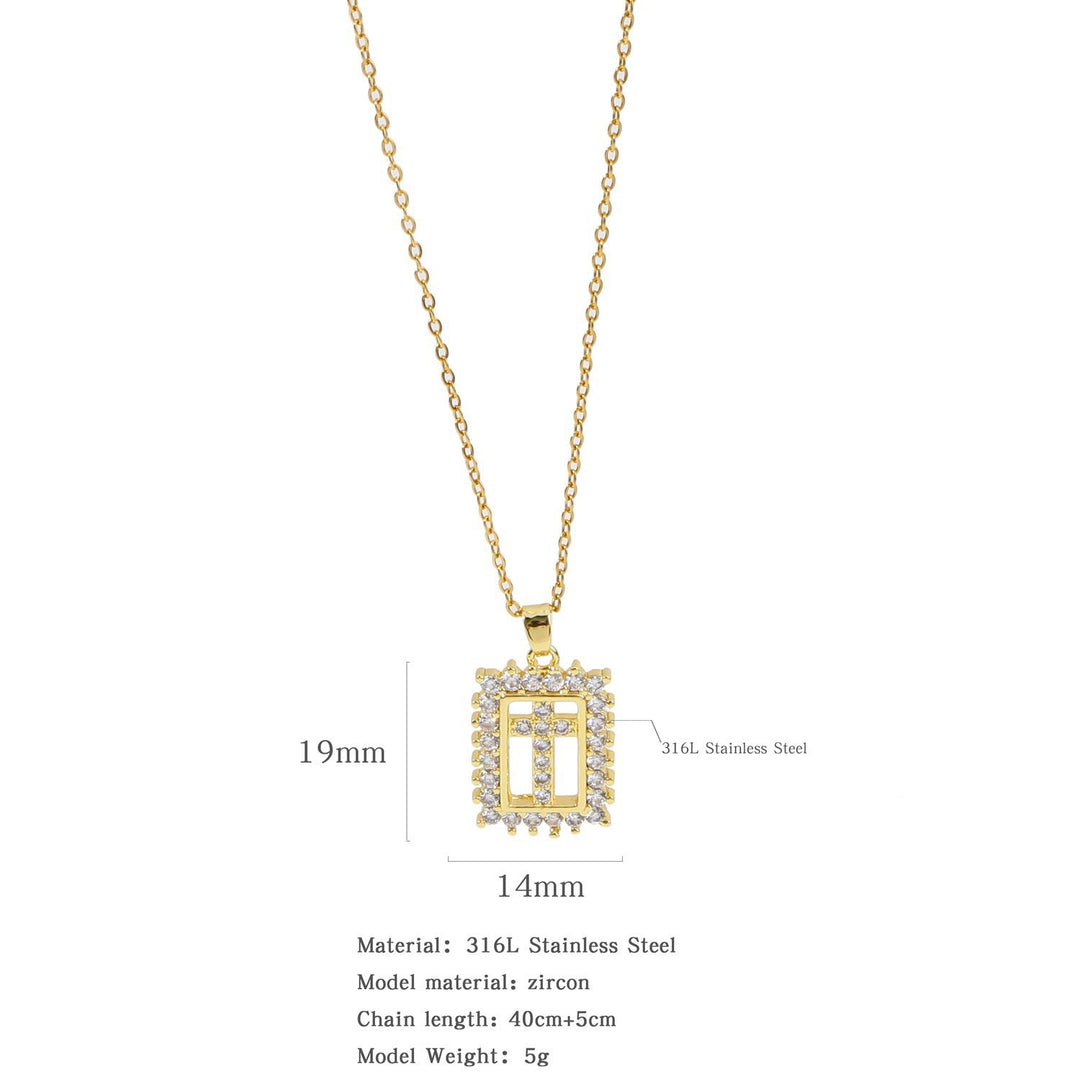 Gold Plated Zircon Cross Necklace