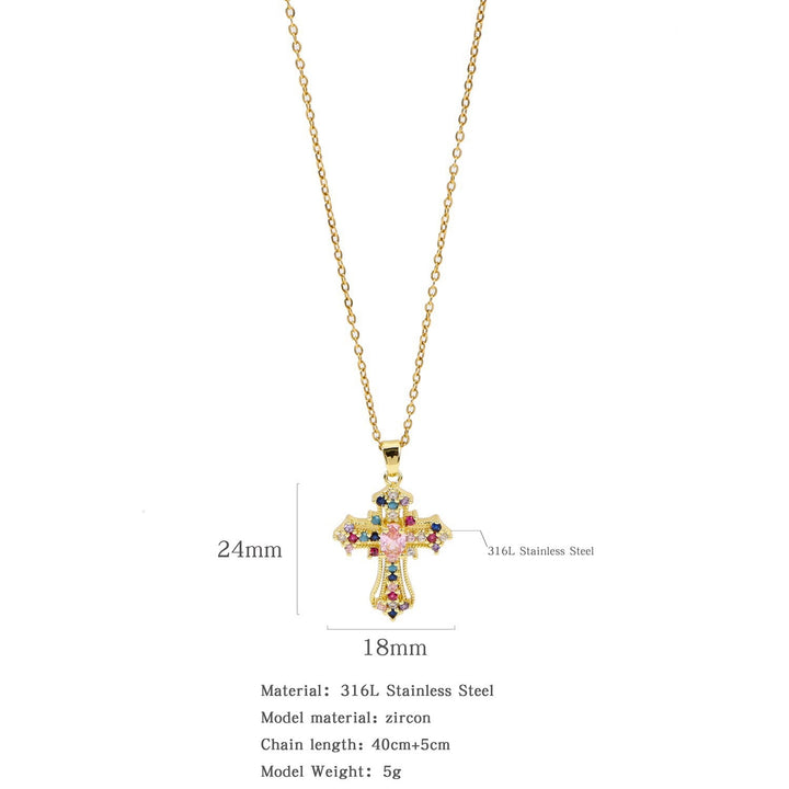 Gold Plated Zircon Cross Necklace