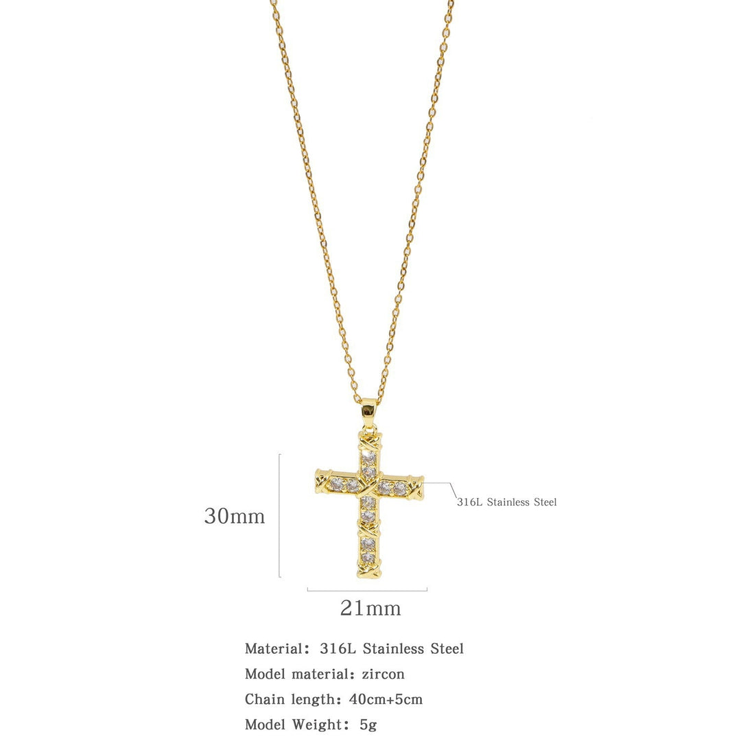 Gold Plated Zircon Cross Necklace