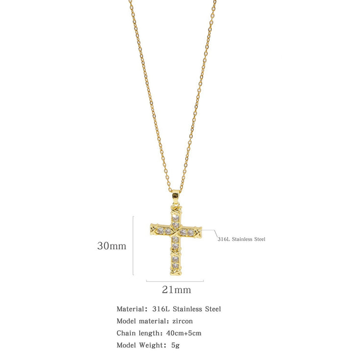 Gold Plated Zircon Cross Necklace