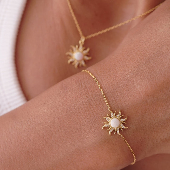 White Opal Sun Jewelry-Necklace Bracelet Ring