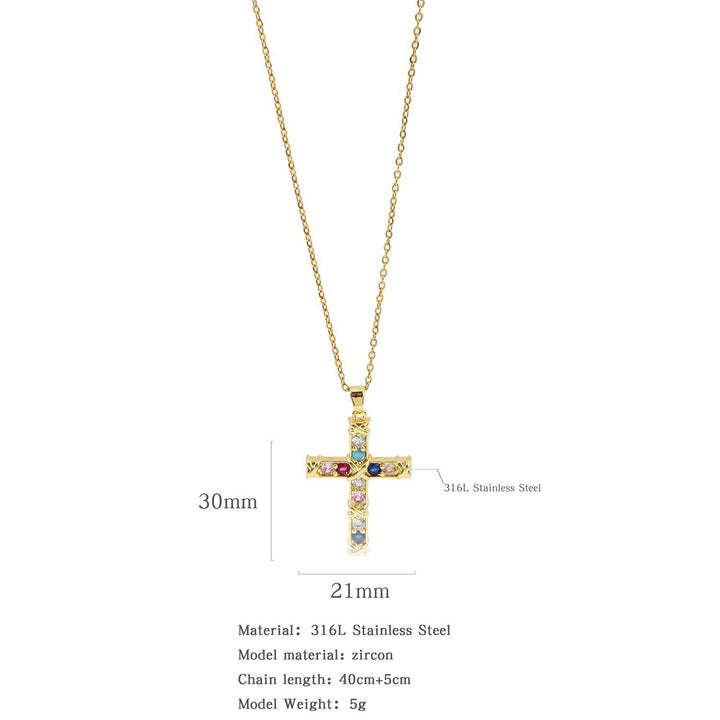 Gold Plated Zircon Cross Necklace