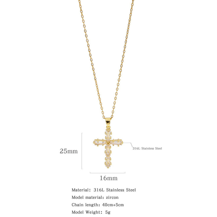 Gold Plated Zircon Cross Necklace