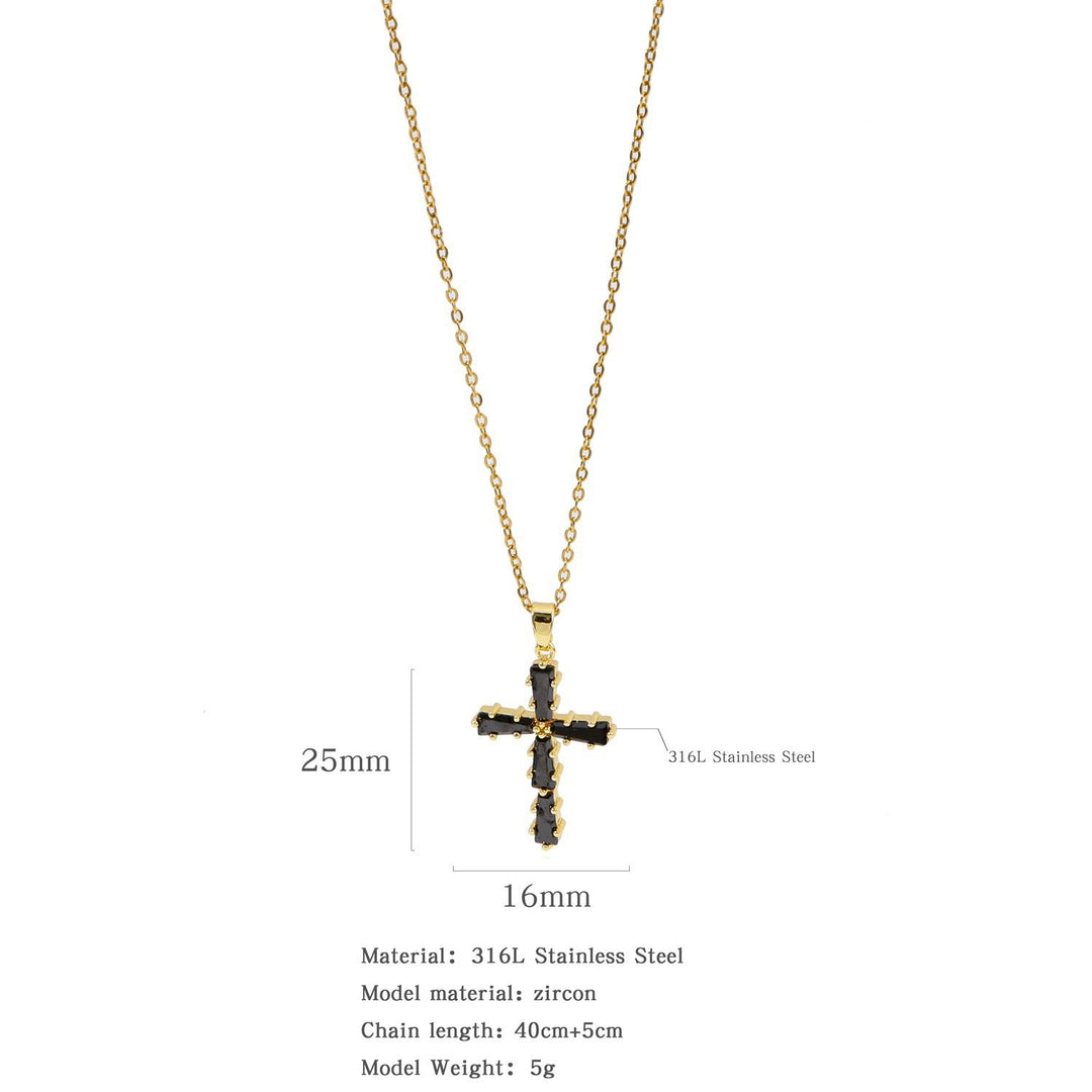 Gold Plated Zircon Cross Necklace