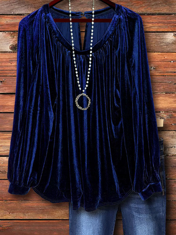 Retro Velvet Navy Top