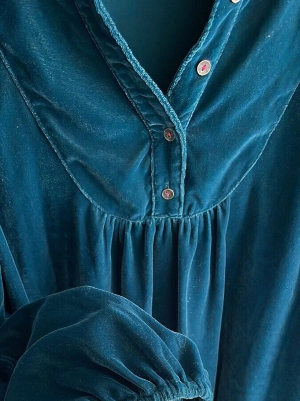 Vintage Velvet Top In Blue