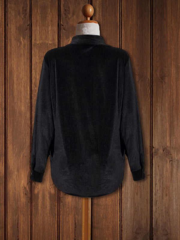 Plain Long Sleeve Velvet Shirt