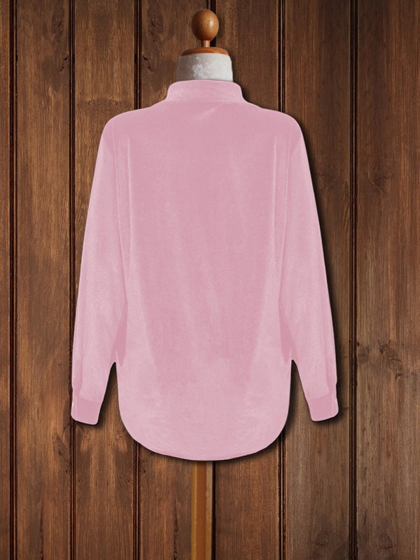 Plain Long Sleeve Velvet Shirt