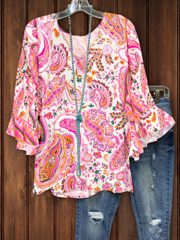 Sweet Antoinette Paisley Print Top