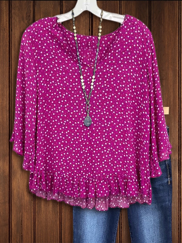 Mini Heart Print Babydoll Top