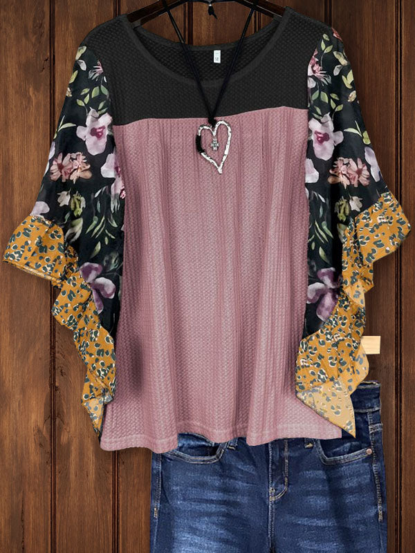 Mixed Floral Print Sleeve Tee