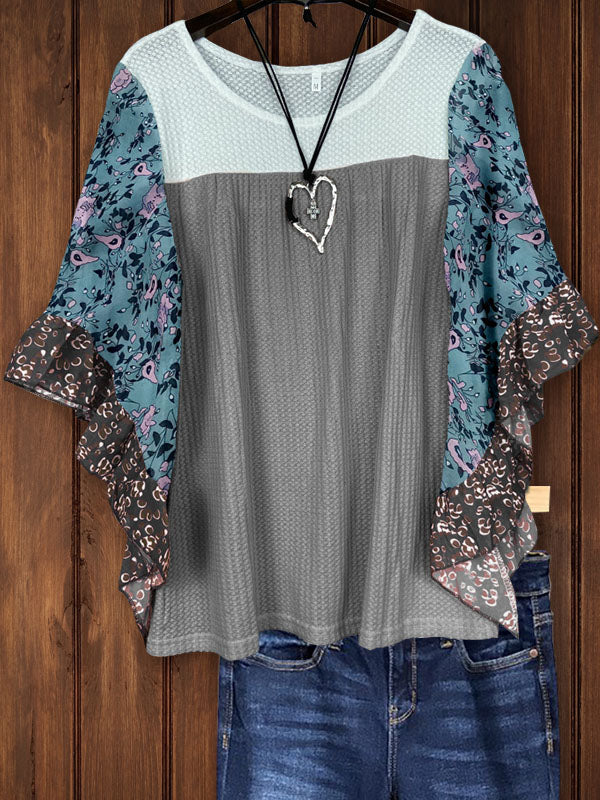 Mixed Floral Print Sleeve Tee