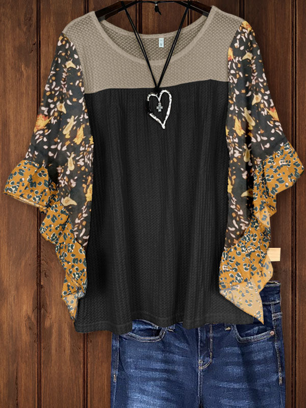 Mixed Floral Print Sleeve Tee