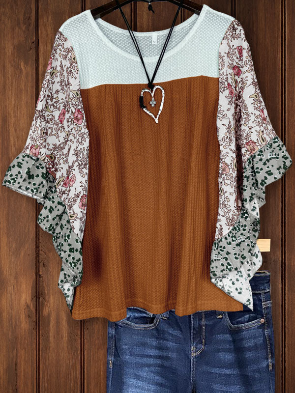 Mixed Floral Print Sleeve Tee