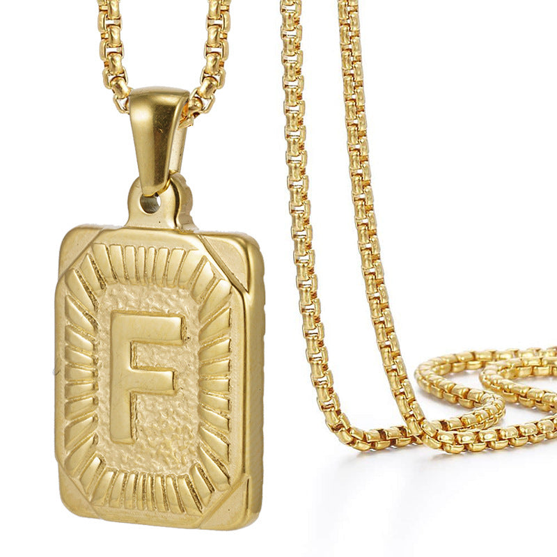 The Square Engraved Initial Pendant Necklace