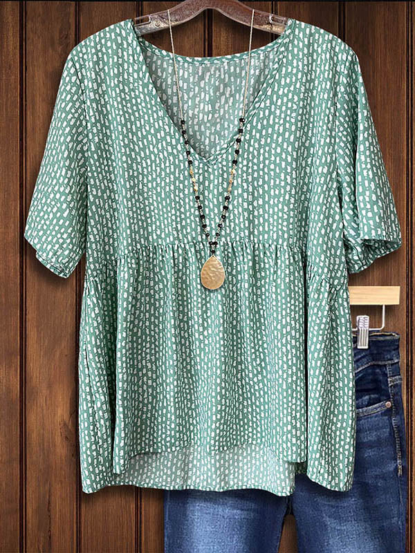 Polka Dot Print V-neck Chic Blouse