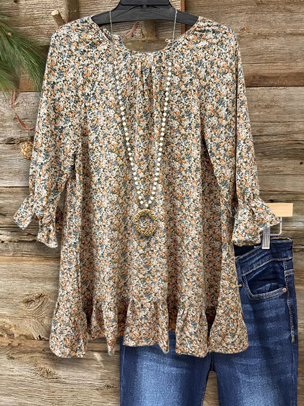 Floral Ruffled Casual Blouse