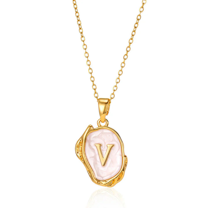 Vintage Gold Initial Pendant Necklace