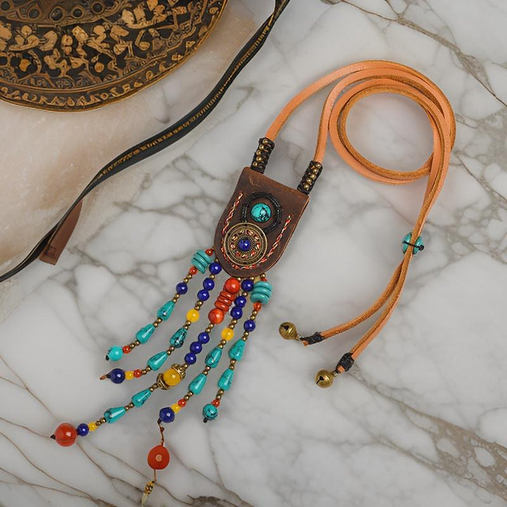 Boho Leather Arizona Turquoise Necklace