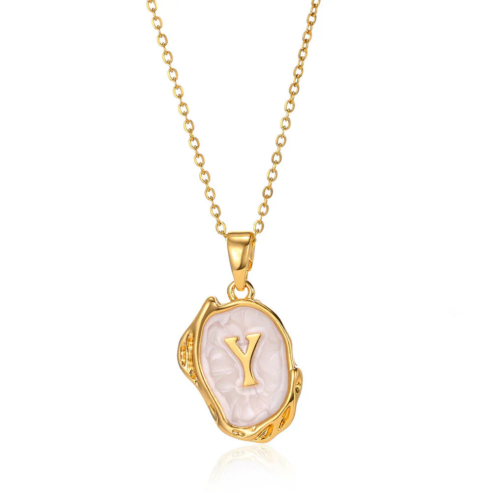 Vintage Gold Initial Pendant Necklace